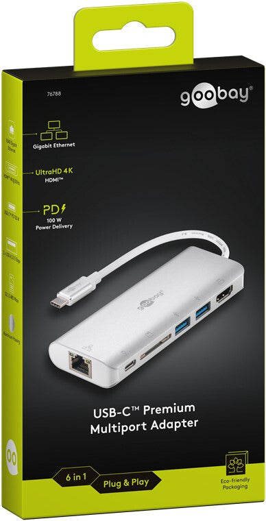 Goobay 76788 dockningsstationer för bärbara datorer USB Type-C Silver