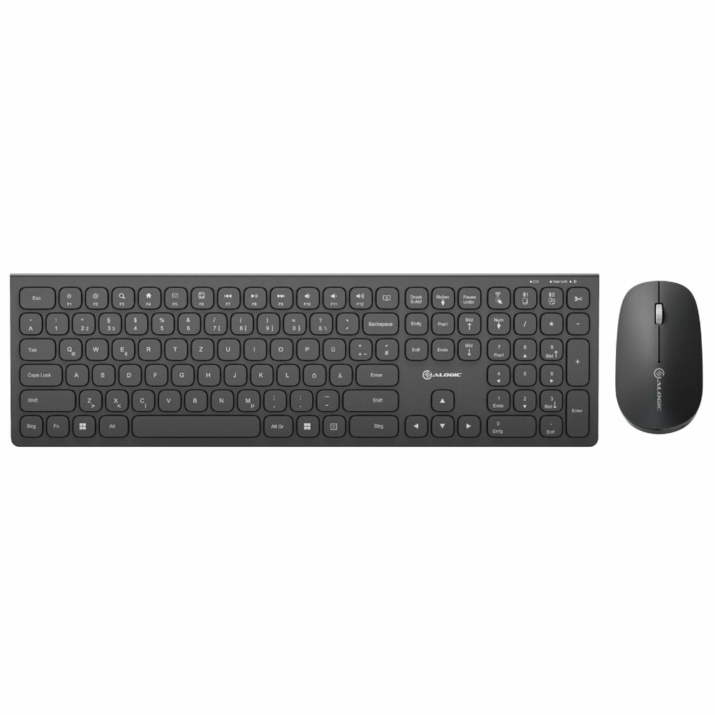 ALOGIC ASKBT3WC-DE tangentbord Mus inkluderad Hem / Kontor Trådlös RF + Bluetooth QWERTZ tyska Svart