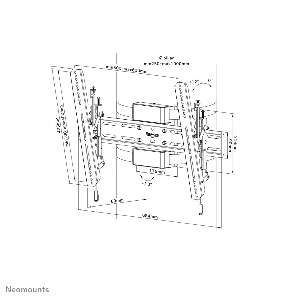 Neomounts WL35S-910BL16 tv-fäste 190,5 cm (75") Svart