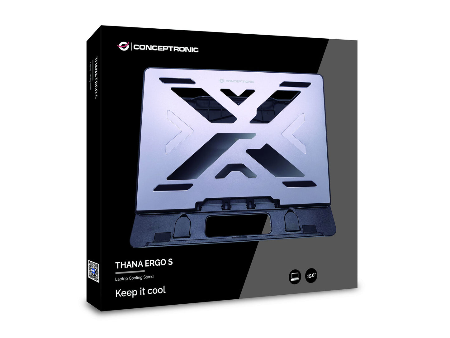 Conceptronic THANA ERGO S, Laptop Cooling Stand Ställ till bärbara datorer Grå 39,6 cm (15.6")