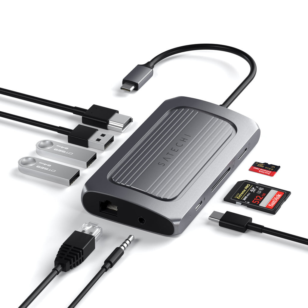 Satechi ST-U4MA3M dockningsstationer för bärbara datorer USB Type-C Grå