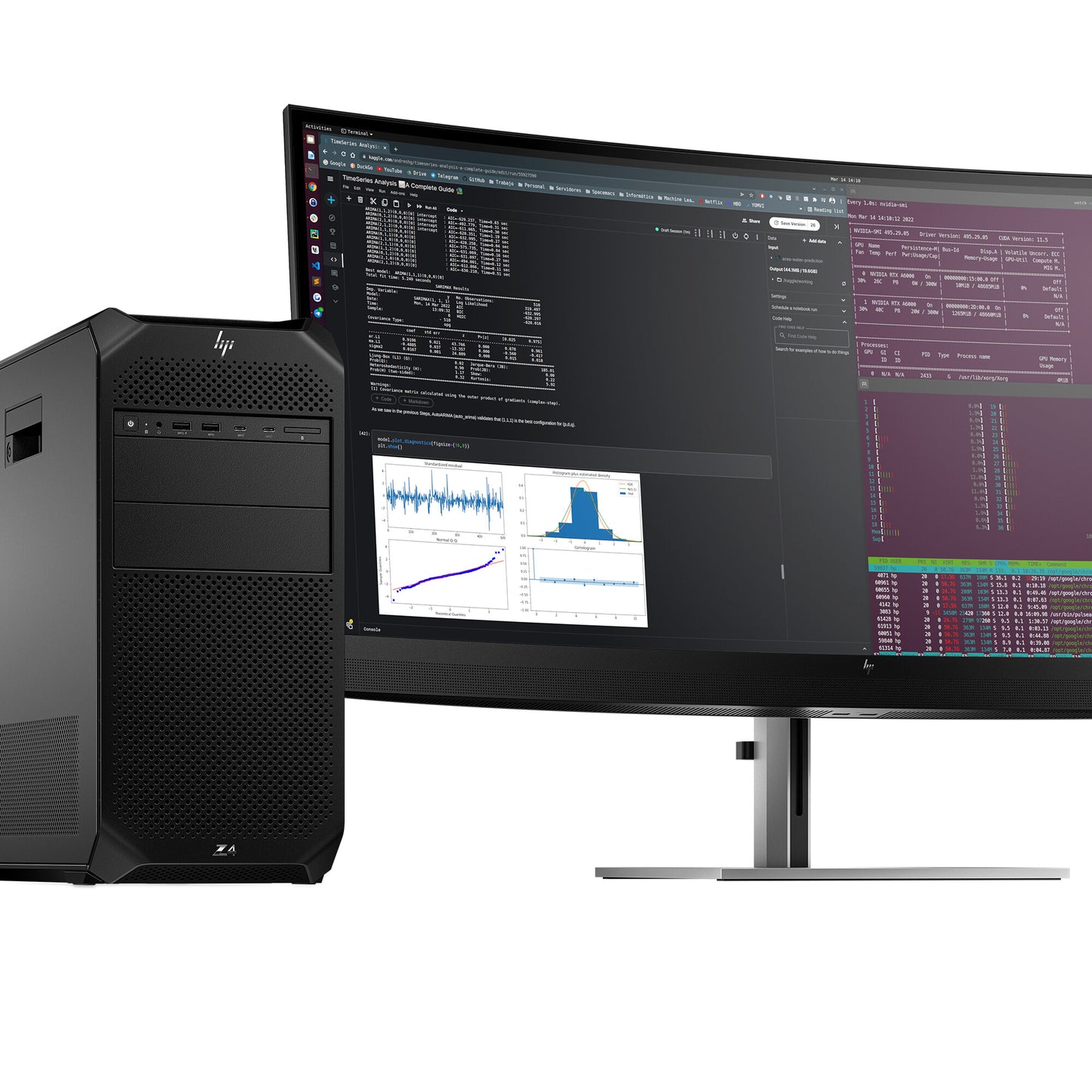 HP Z4 G5 Intel® Xeon W w3-2425 32 GB DDR5-SDRAM 1 TB SSD Windows 11 Pro Tower Arbetsstation AI Workstation Svart