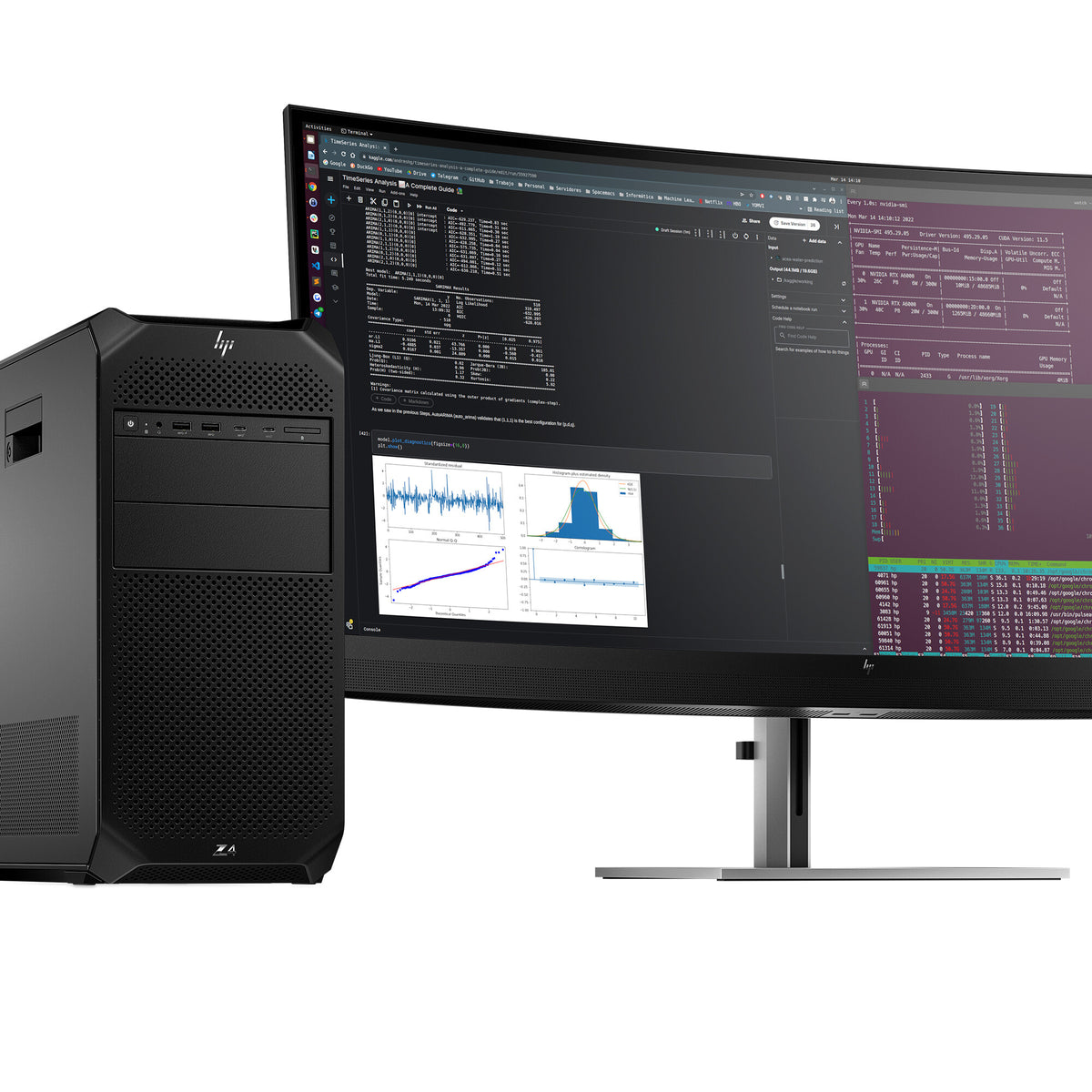 HP Z4 G5 Intel Xeon w3 w3-2425 32 GB DDR5-SDRAM 1 TB SSD Windows 11 Pro Tower Arbetsstation AI Workstation Svart