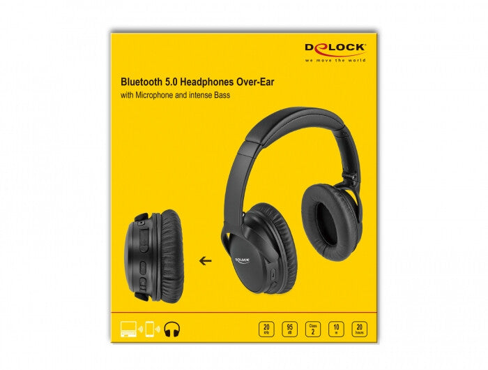 DeLOCK 27181 hörlur och headset Kabel & Trådlös Huvudband Samtal/musik Micro-USB Bluetooth Svart