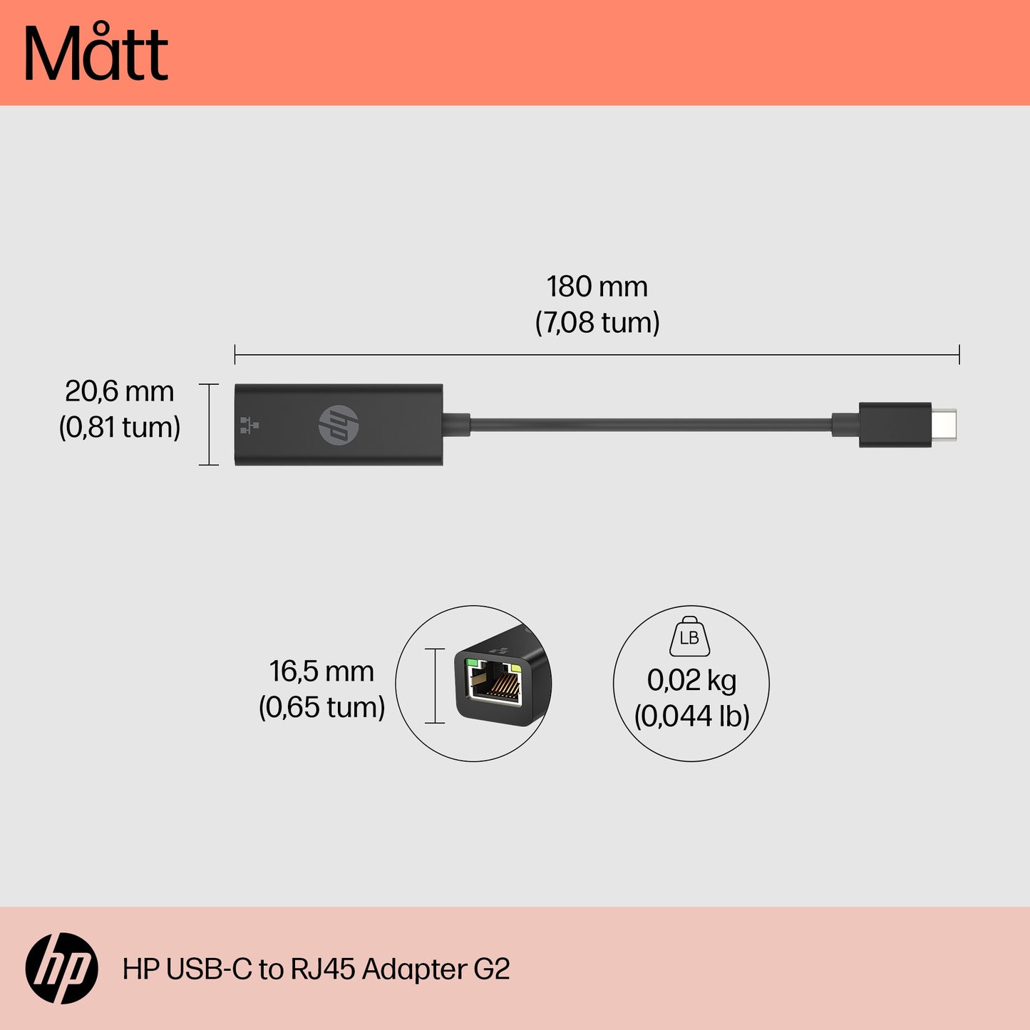 HP USB-C till RJ45 G2-adapter