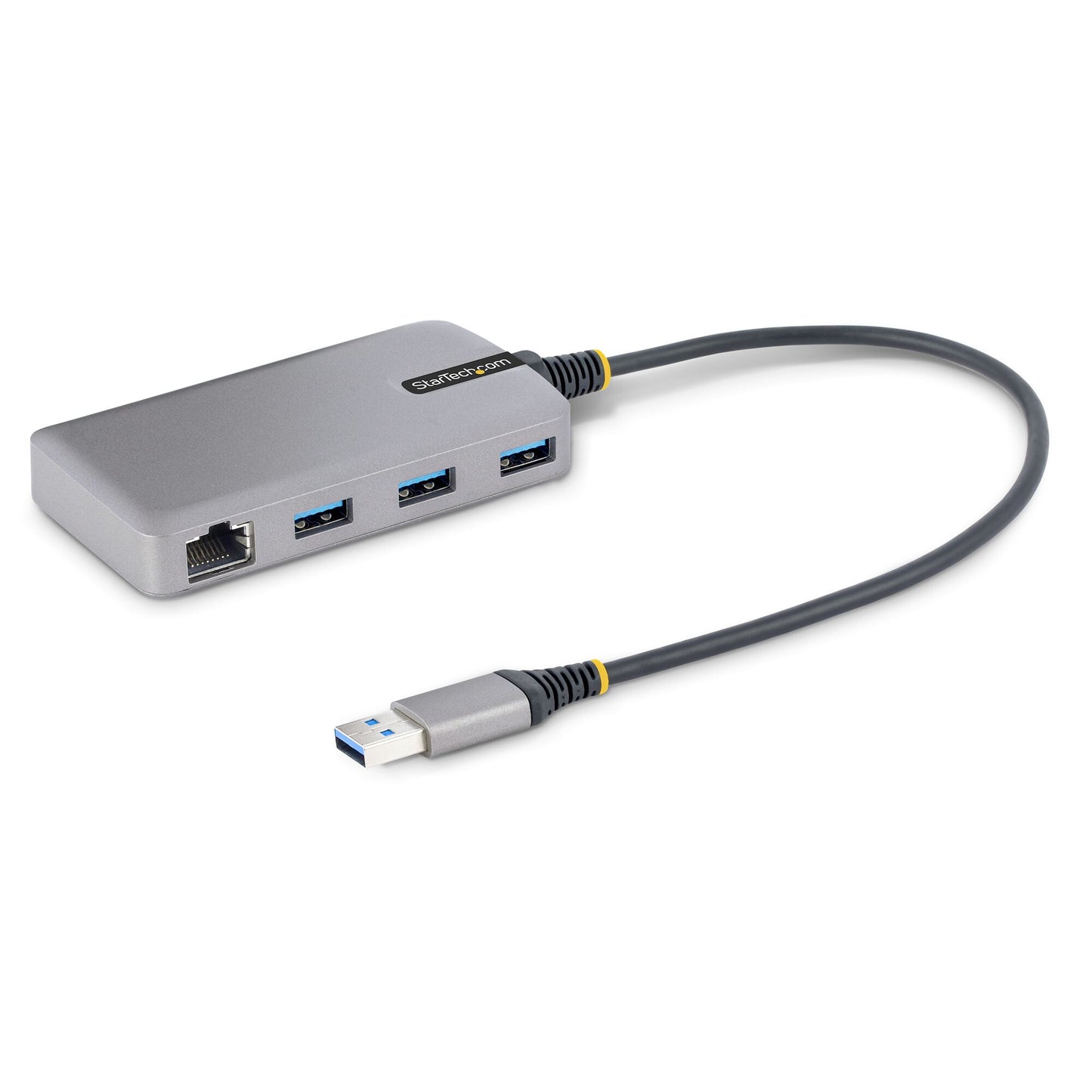 StarTech.com USB-hubb med 3 portar och Ethernet - 3x USB-A-portar - Gigabit Ethernet (RJ-45) - USB 3.0 5 Gbps - Bussdriven - 30 cm lång kabel - Bärbar USB-hubbadapter för bärbar dator med GbE