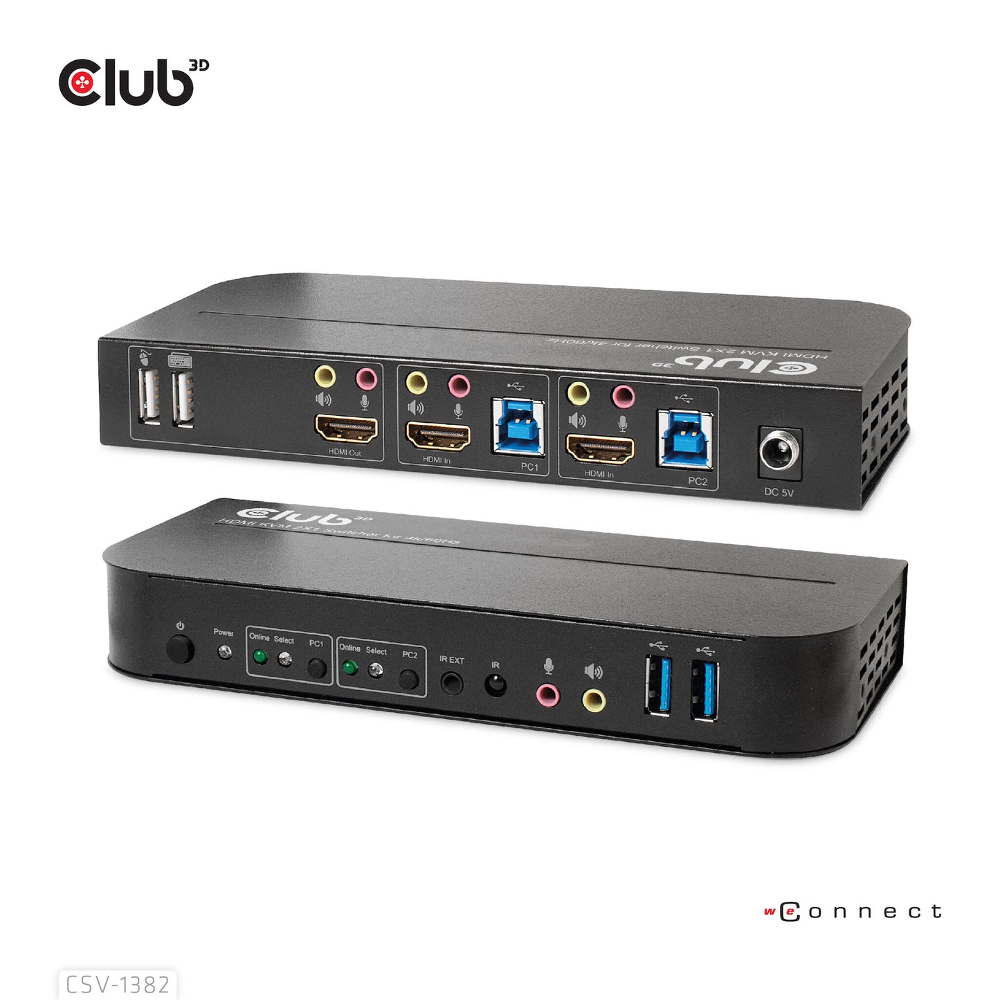 CLUB3D CSV-1382 KVM-switchar Svart