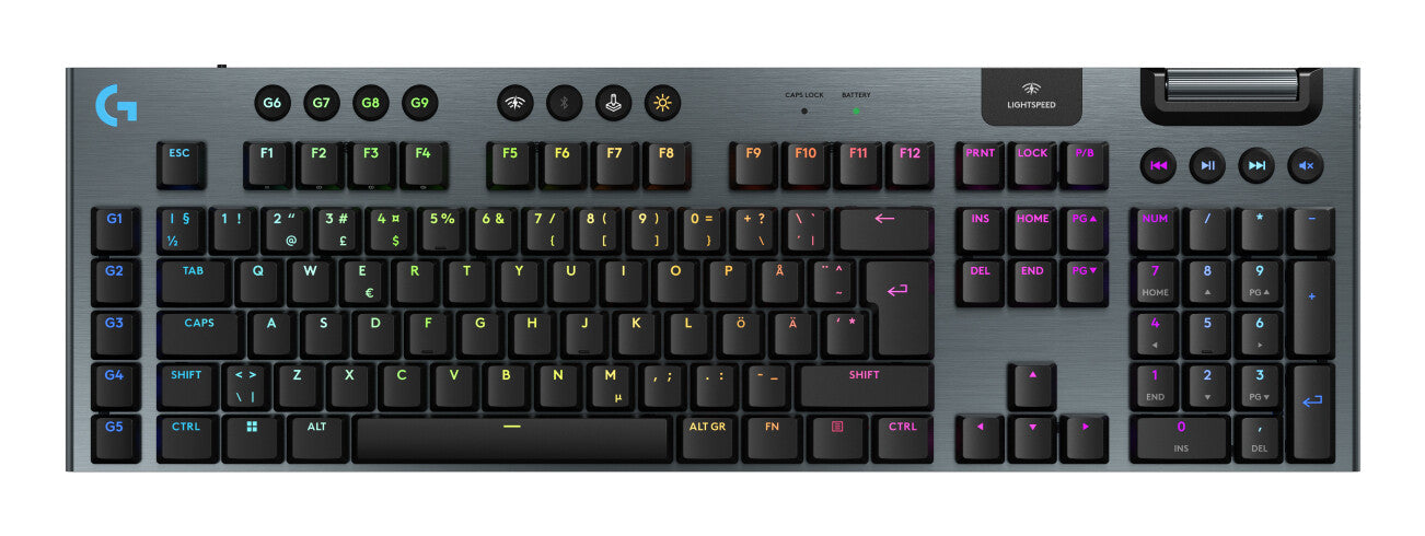 Logitech G G915 X LIGHTSPEED tangentbord Spela USB + RF Wireless + Bluetooth QWERTY Nordic Svart