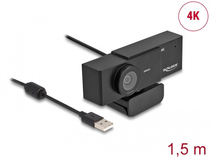DeLOCK 96400 webbkameror 8 MP 3840 x 2160 pixlar USB 2.0 Svart