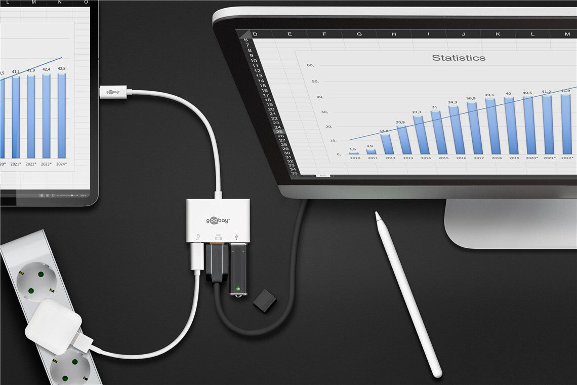 Goobay 62104 dockningsstationer för bärbara datorer USB Type-C Multifärg