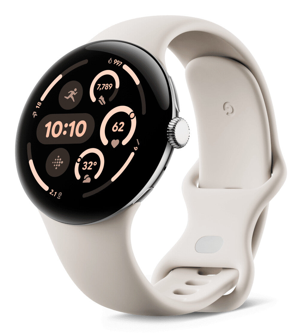 Google Pixel Watch 3 AMOLED 45 mm Digital Pekskärm Silver Wi-Fi GPS