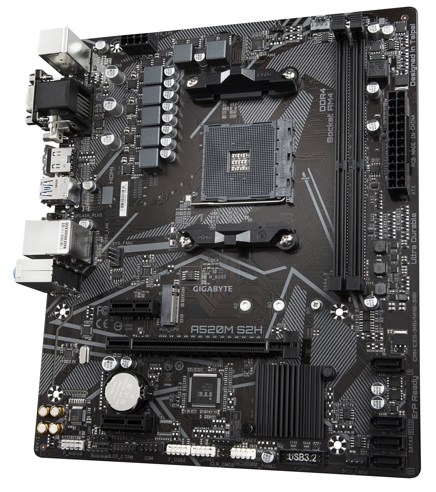GIGABYTE A520M S2H moderkort AMD A520 Uttag AM4 micro ATX