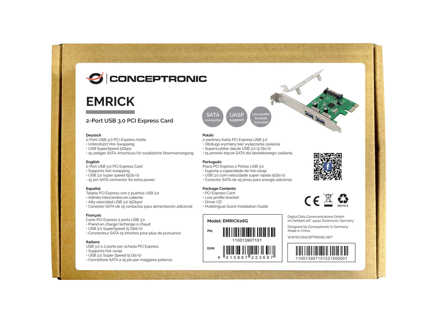 Conceptronic EMRICK06G nätverkskort/adapters Intern USB 3.2 Gen 1 (3.1 Gen 1)