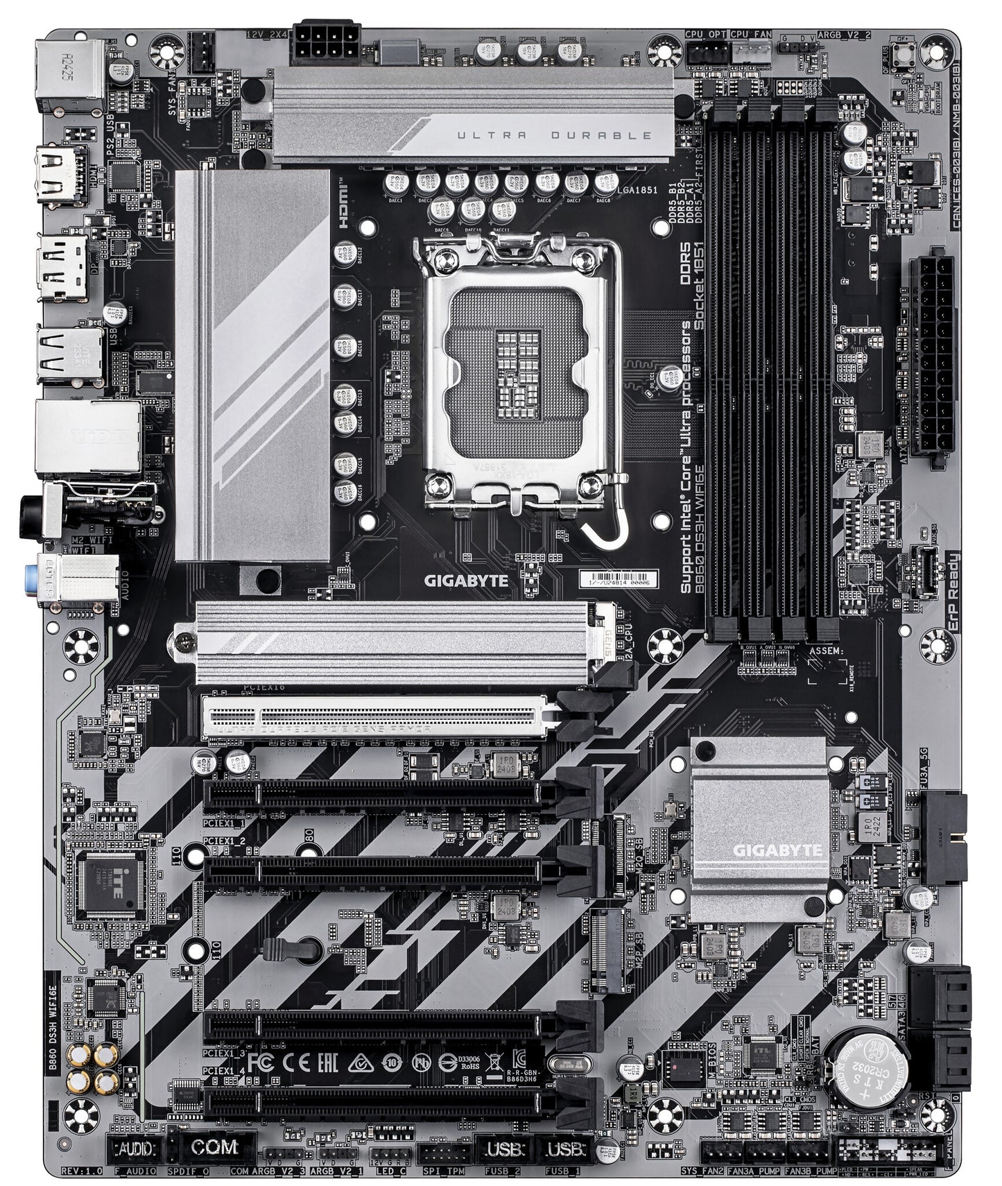 GIGABYTE B860 DS3H WIFI6E moderkort Intel B860 LGA 1851 (Socket V1) ATX