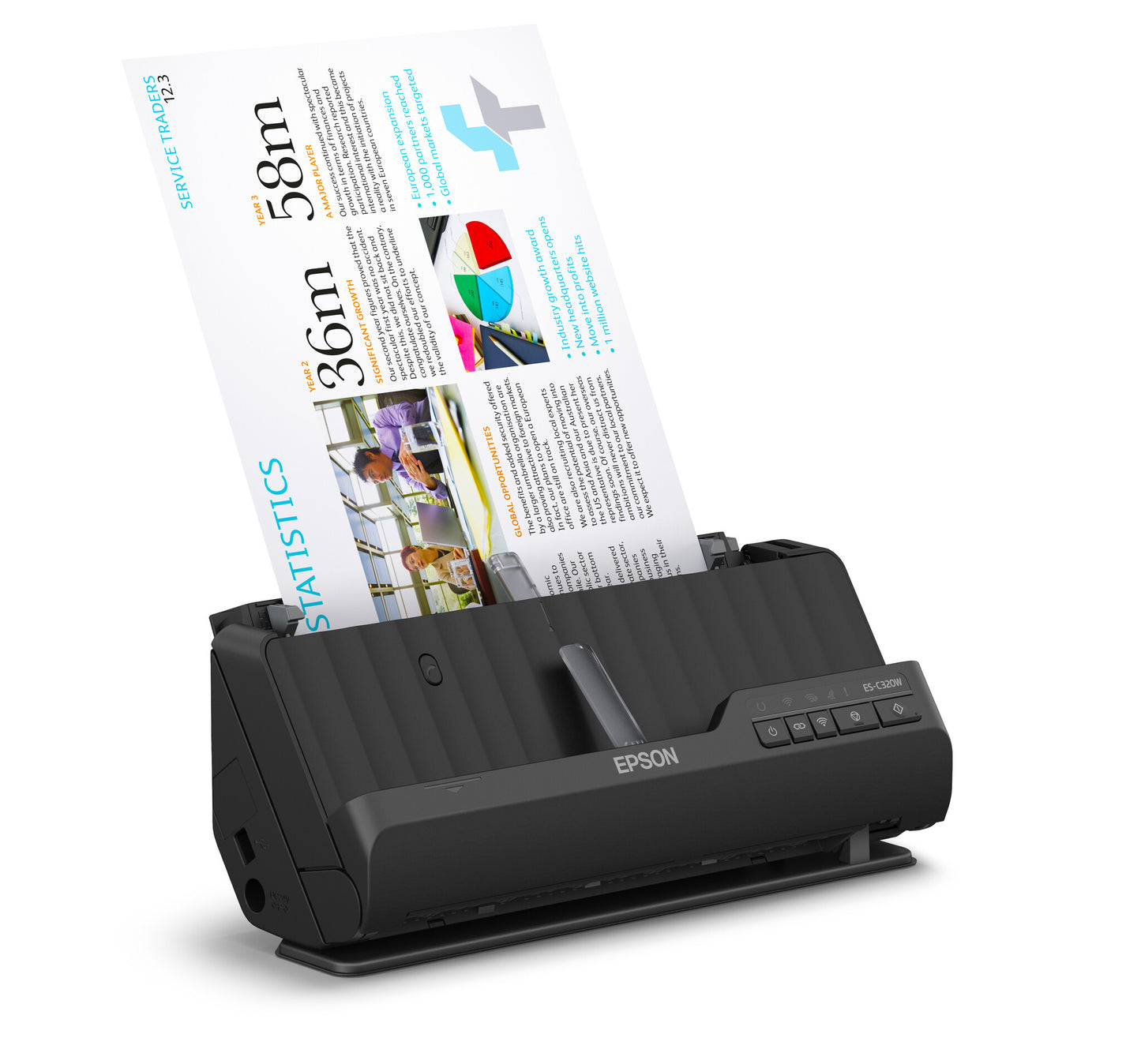 Epson ES-C320W ADF + arkmatad scanner 600 x 600 DPI A4 Svart