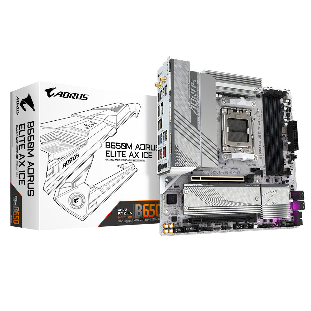 GIGABYTE B650M AORUS ELITE AX ICE moderkort AMD B650 AM5-sockel micro ATX