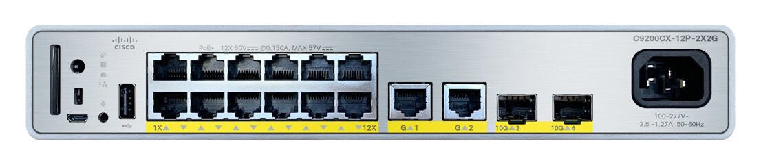 Cisco C9200CX-12P-2X2G-A nätverksswitchar hanterad Gigabit Ethernet (10/100/1000) Strömförsörjning via Ethernet (PoE) stöd