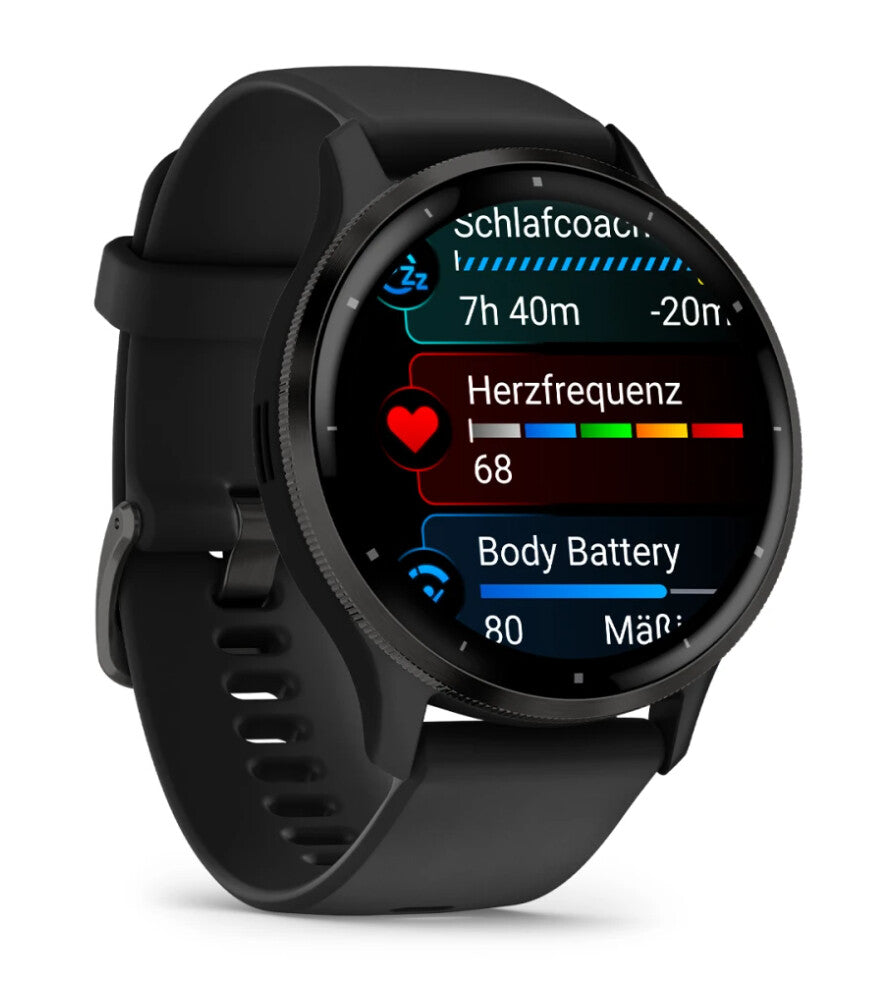 Garmin Venu 3 3,56 cm (1.4") AMOLED 45 mm Digital 454 x 454 pixlar Pekskärm Svart Wi-Fi GPS