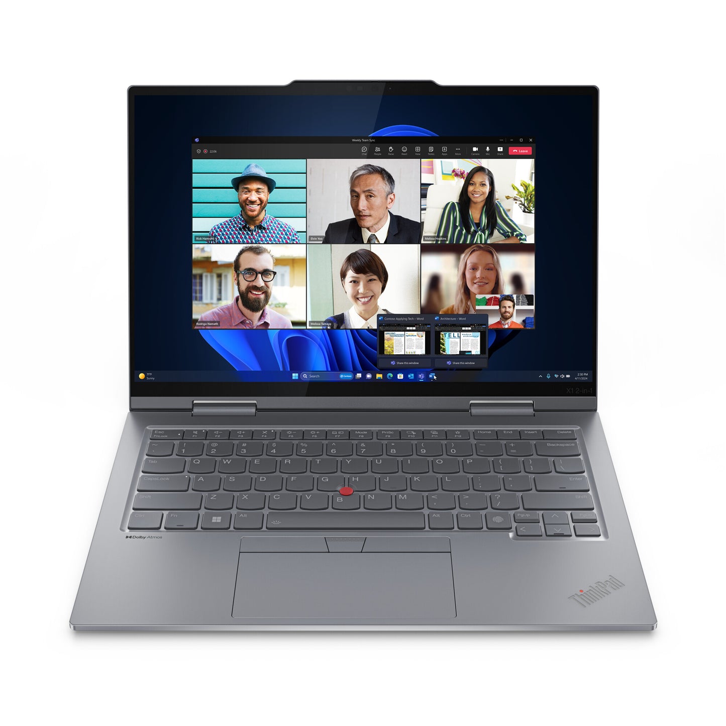Lenovo ThinkPad X1 2-in-1 Gen 9 Intel Core Ultra 7 155U Hybrid (2-i-1) 35,6 cm (14") Pekskärm WUXGA 16 GB LPDDR5x-SDRAM 512 GB SSD Wi-Fi 6E (802.11ax) Windows 11 Pro Nordic Grå Intel Core Ultra 7 155U (12MB Cache), 16GB LPDDR5x-SDRAM, 512GB SSD, 35.6 cm (
