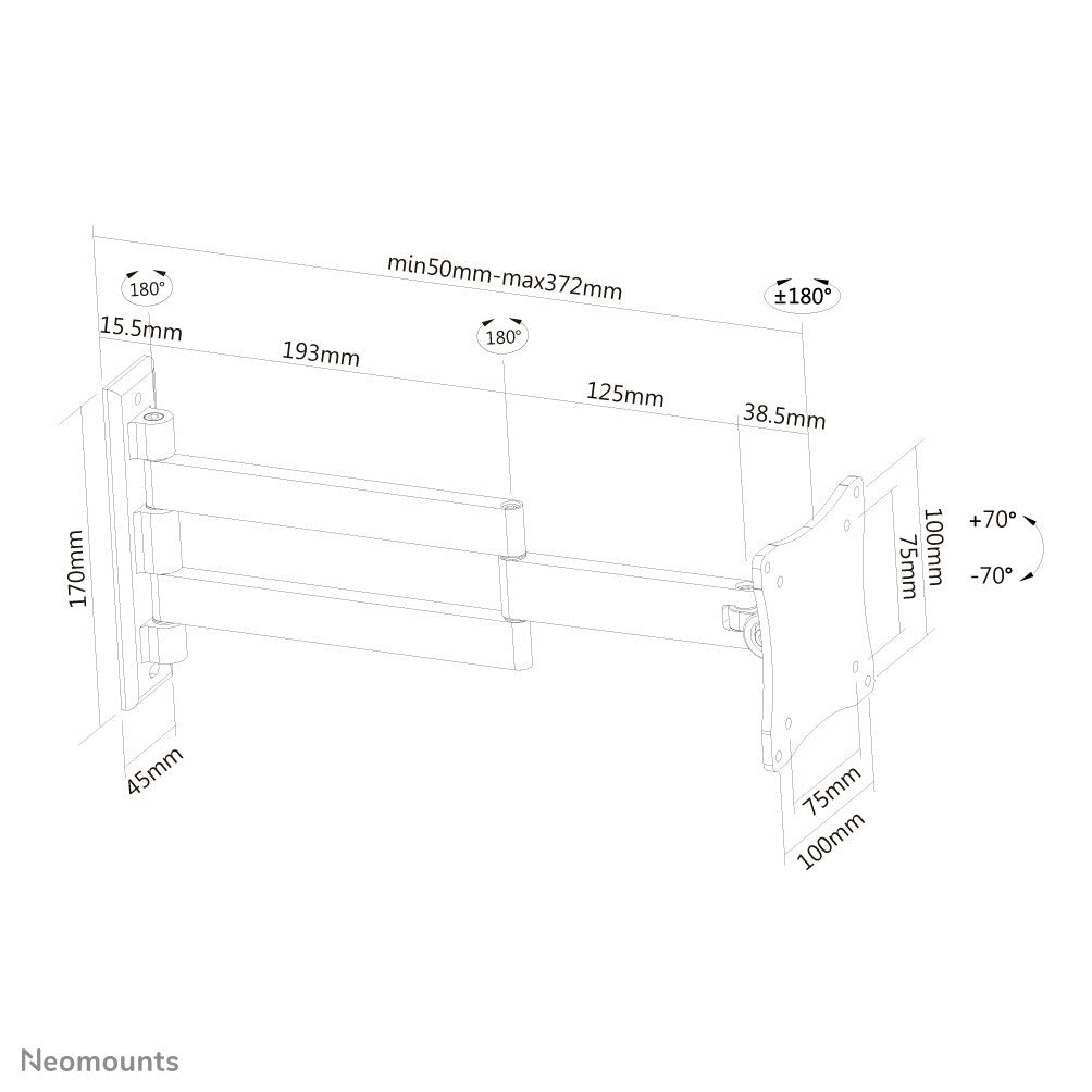 Neomounts FPMA-W830BLACK tv-fäste 68,6 cm (27") Svart