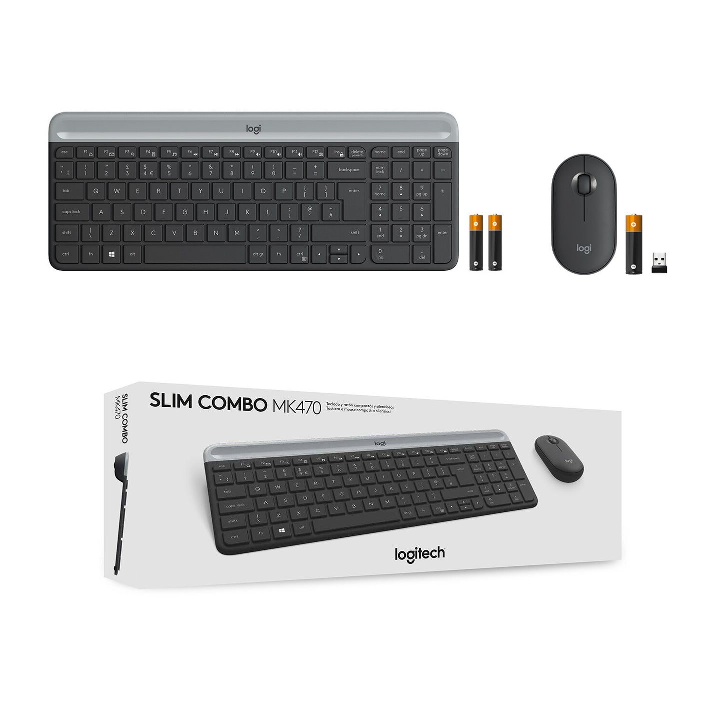 Logitech 920-009204 tangentbord Mus inkluderad Universal RF Trådlös QWERTY Amerikanskt internationellt grafit