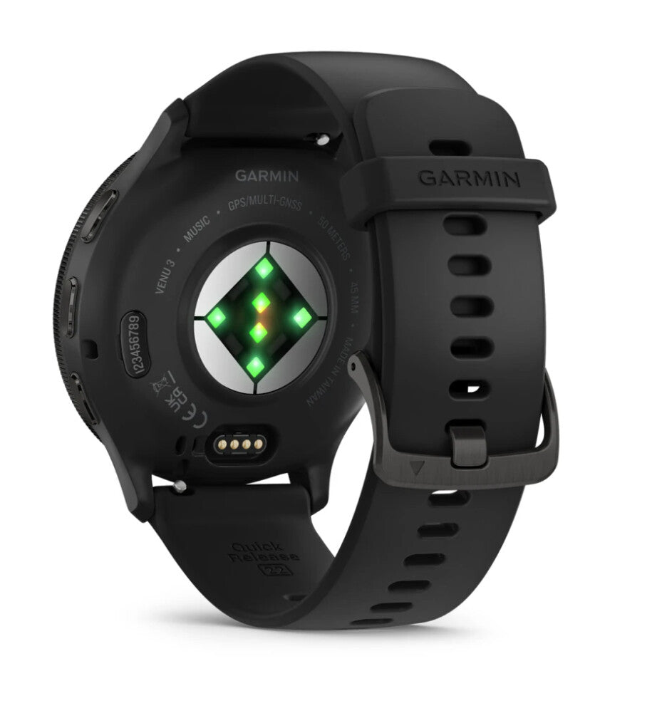 Garmin Venu 3 3,56 cm (1.4") AMOLED 45 mm Digital 454 x 454 pixlar Pekskärm Svart Wi-Fi GPS