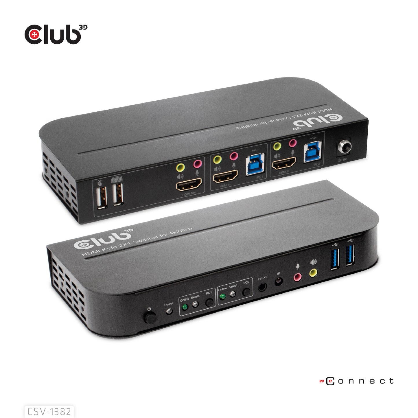 CLUB3D CSV-1382 KVM-switchar Svart
