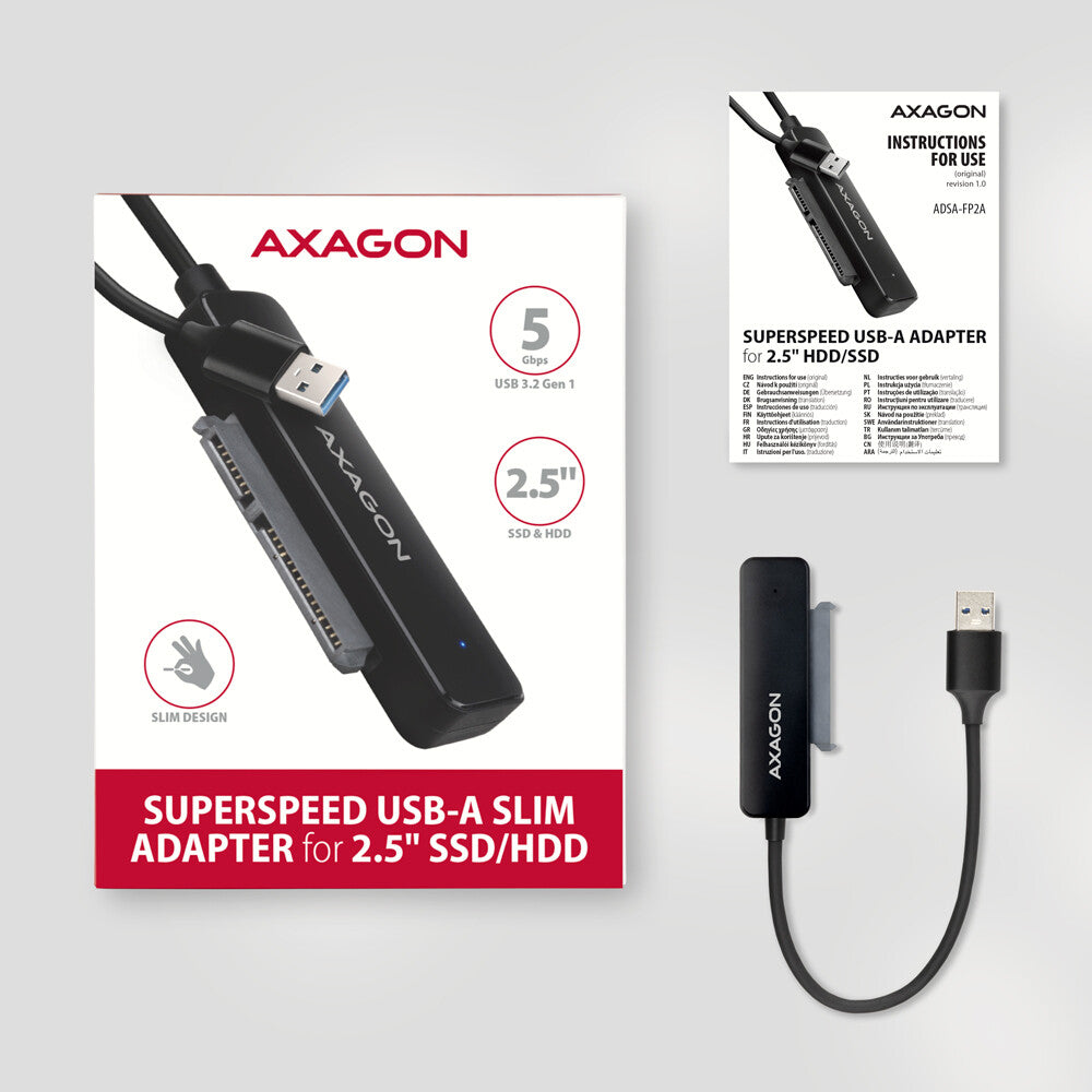 Axagon ADSA-FP2A nätverkskort/adapters SATA, USB 3.2 Gen 1 (3.1 Gen 1)