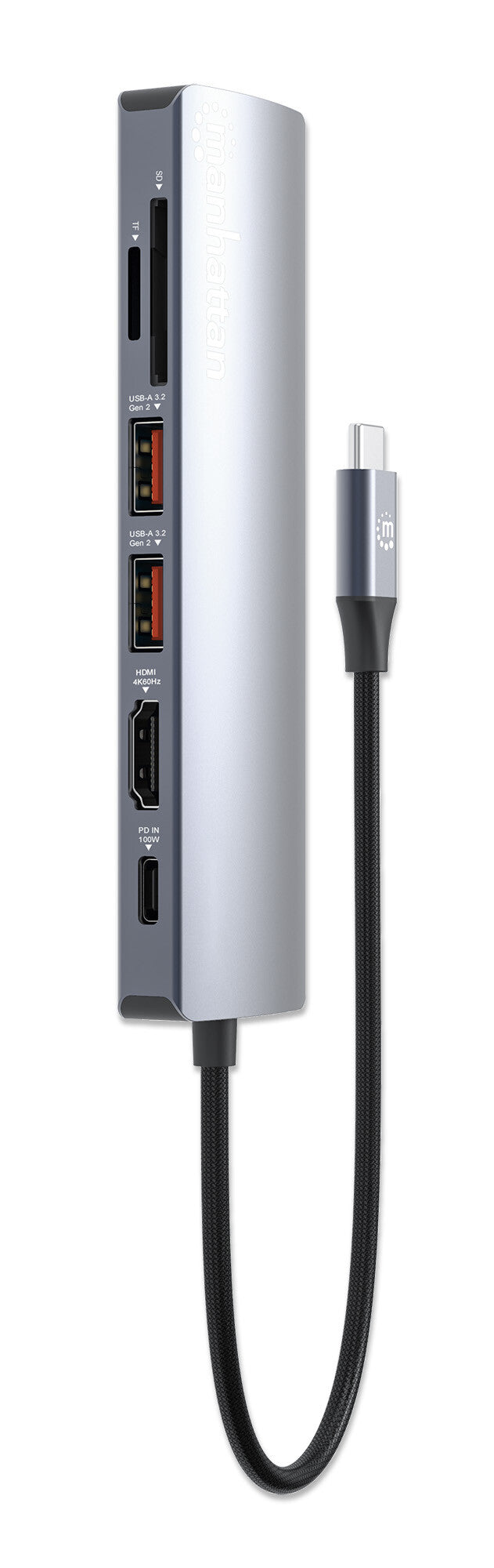 Manhattan 153966 dockningsstationer för bärbara datorer Kabel USB 3.2 Gen 2 (3.1 Gen 2) Type-C Silver