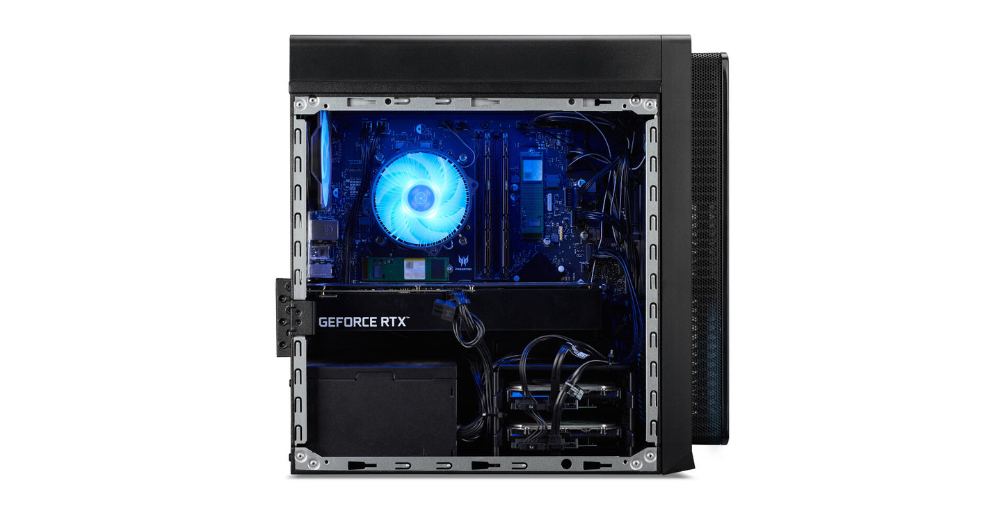Acer Predator Orion 3000 655 I7238Gi Intel® Core™ i7 i7-14700F 16 GB DDR5-SDRAM 1 TB SSD NVIDIA GeForce RTX 4060 Ti Windows 11 Home Tower PC Svart, Transparent