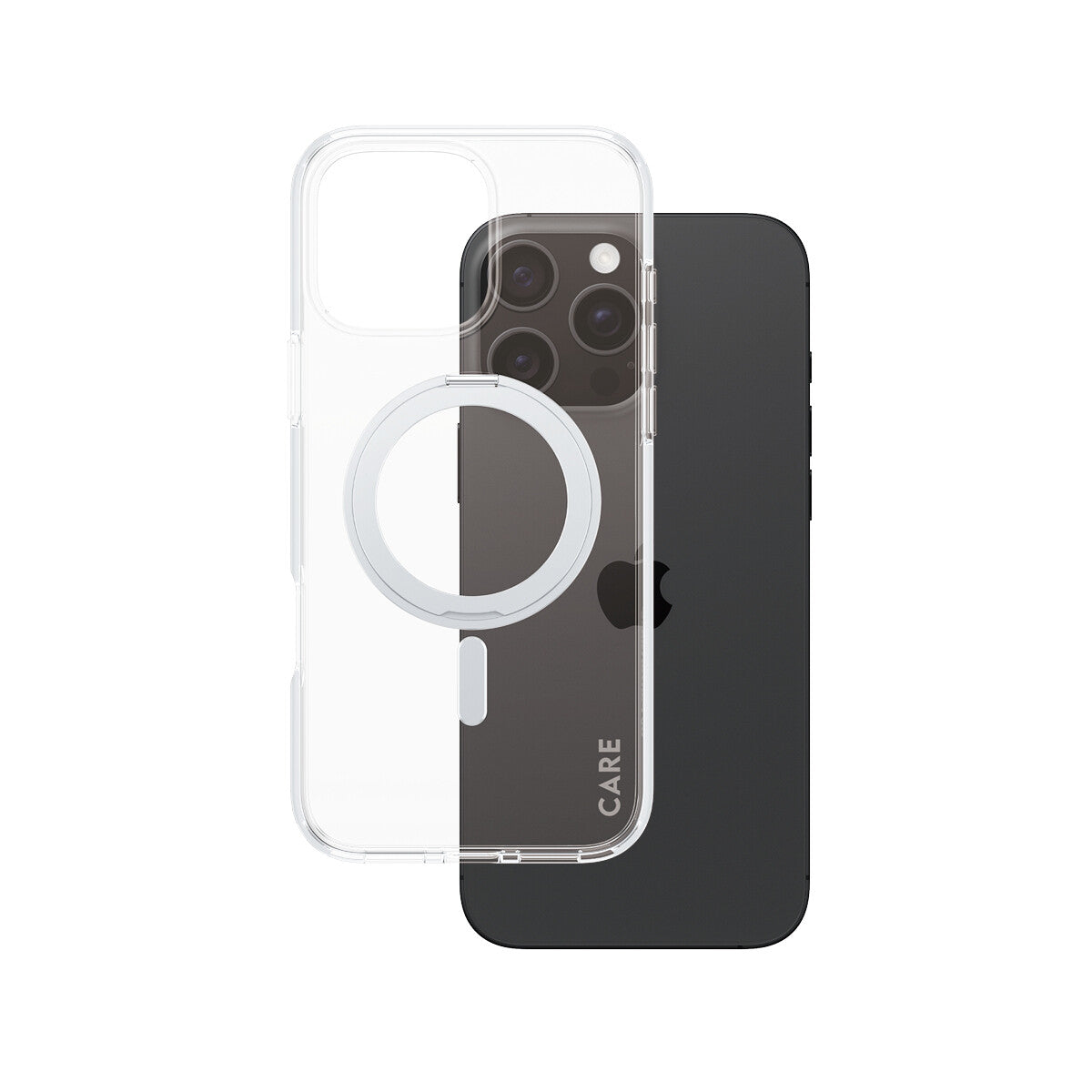 PanzerGlass CARE by ® Feature Case Transparent w. Silver Kickstand & MagSafe iPhone 16 Pro Max mobiltelefonfodral Omslag