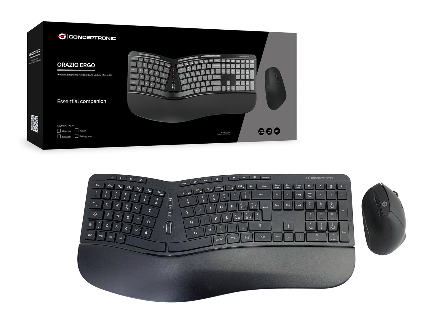 Conceptronic ORAZIO02IT tangentbord Mus inkluderad Kontor RF Trådlös QWERTY Italiensk Svart