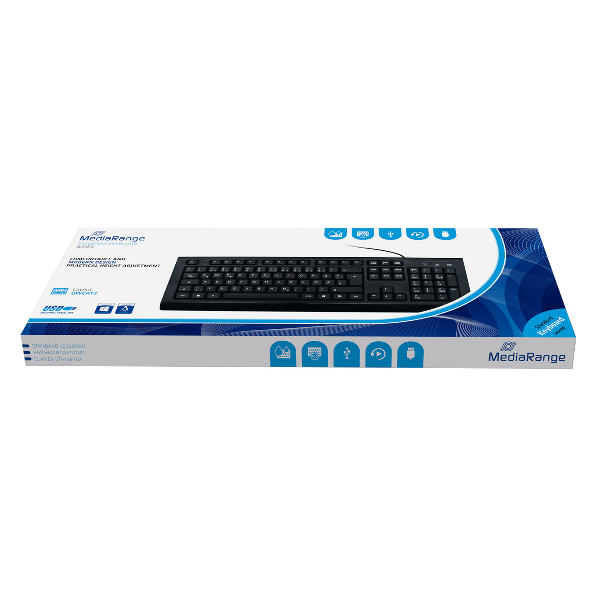 MediaRange MROS101 tangentbord Kontor USB QWERTZ tyska Svart