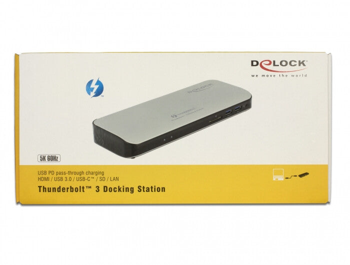 DeLOCK 87725 dockningsstationer för bärbara datorer Kabel Thunderbolt 3 Svart, Silver