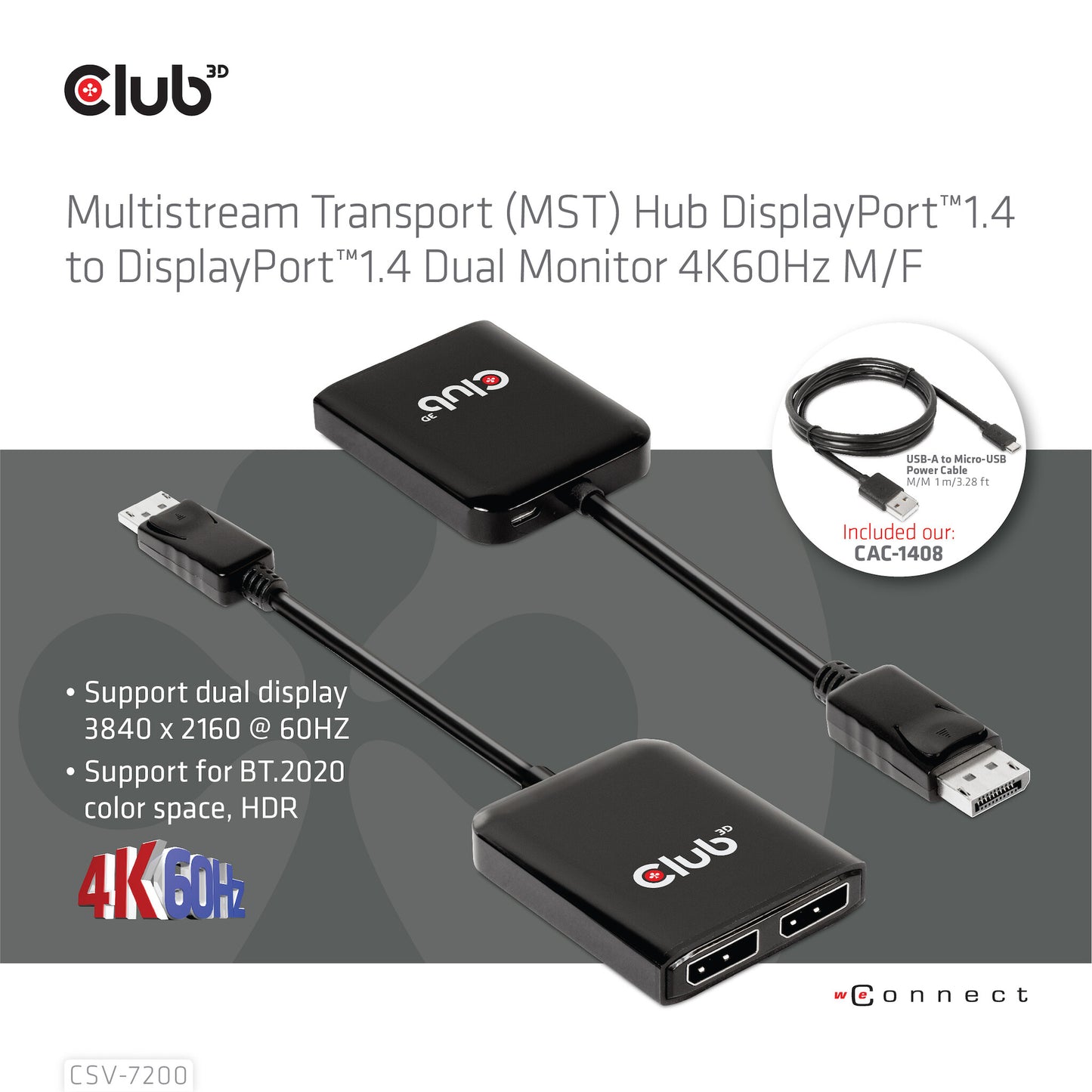 CLUB3D Multi Stream Transport (MST) Hub DisplayPort 2x DisplayPort