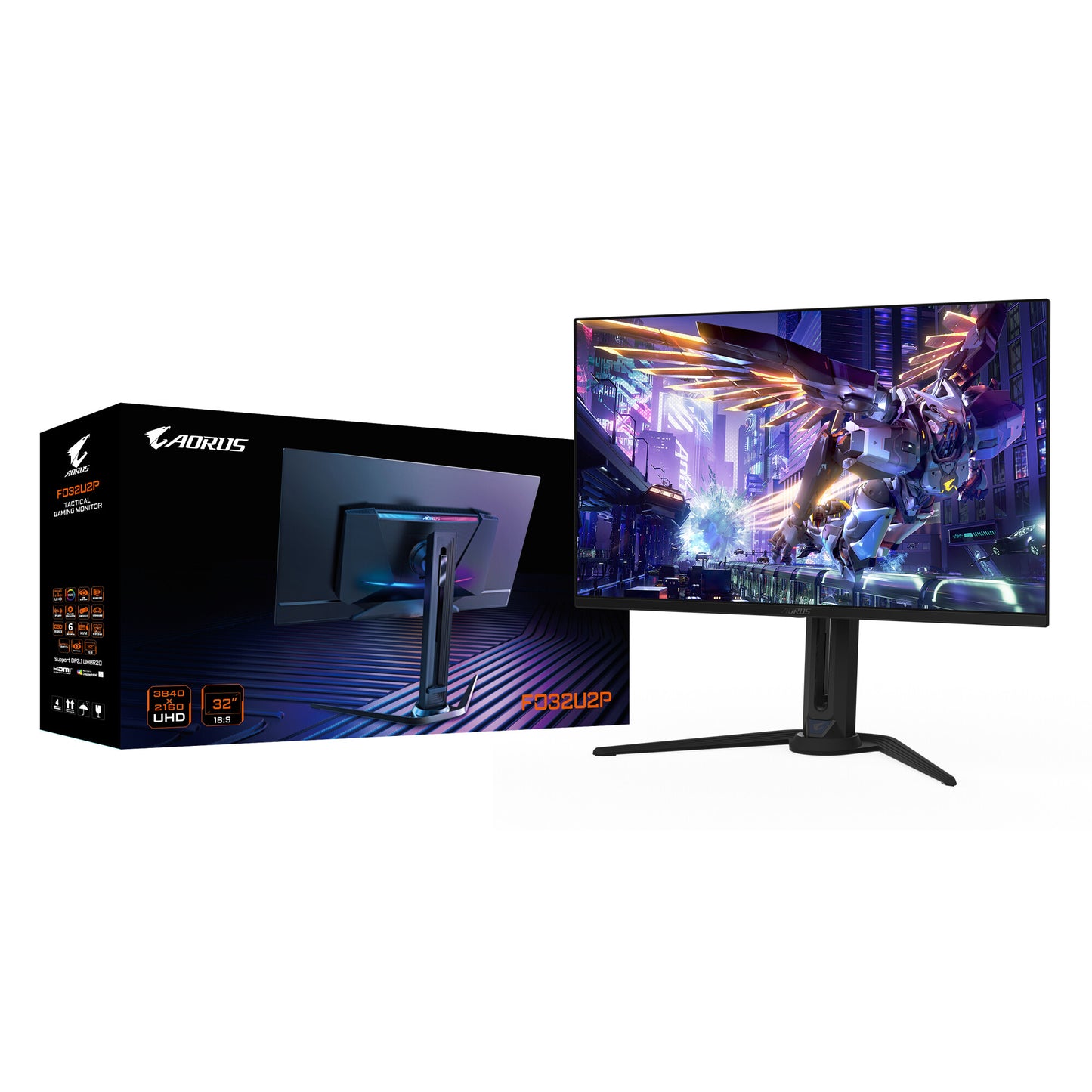 GIGABYTE FO32U2P platta pc-skärmar 80 cm (31.5") 3840 x 2160 pixlar 4K Ultra HD OLED Svart