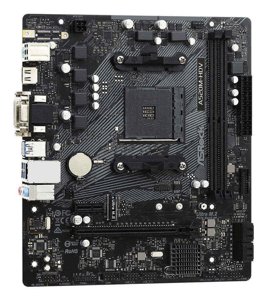 Asrock A520M-HDV Uttag AM4 micro ATX
