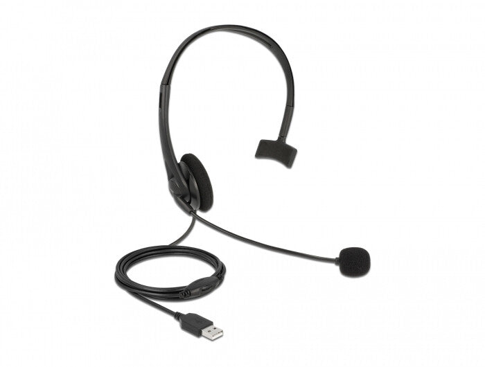 DeLOCK 27177 hörlur och headset Kabel Huvudband USB Type-A Svart