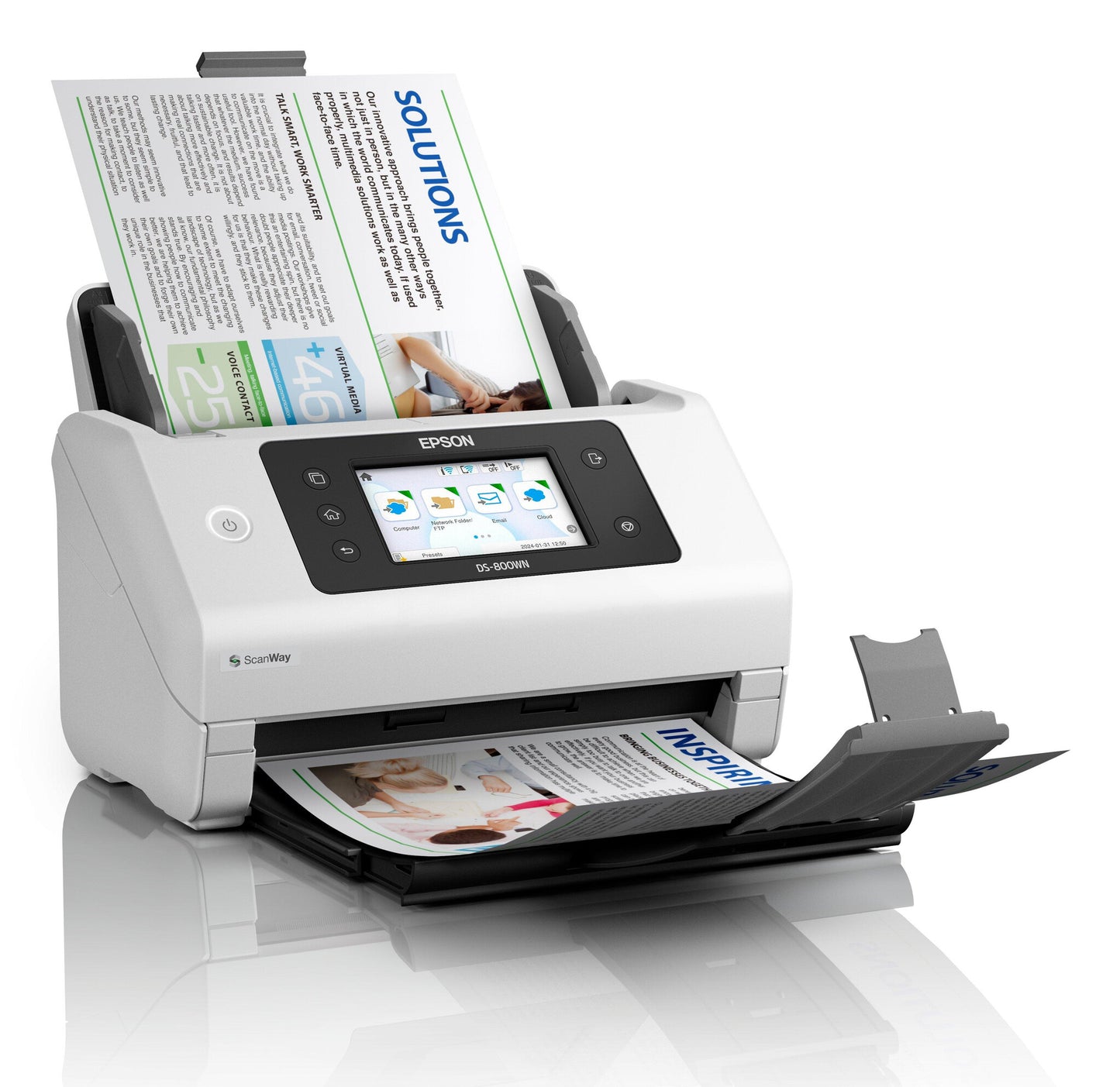Epson WorkForce DS-800WN Arkmatad skanner 600 x 600 DPI A4 Vit