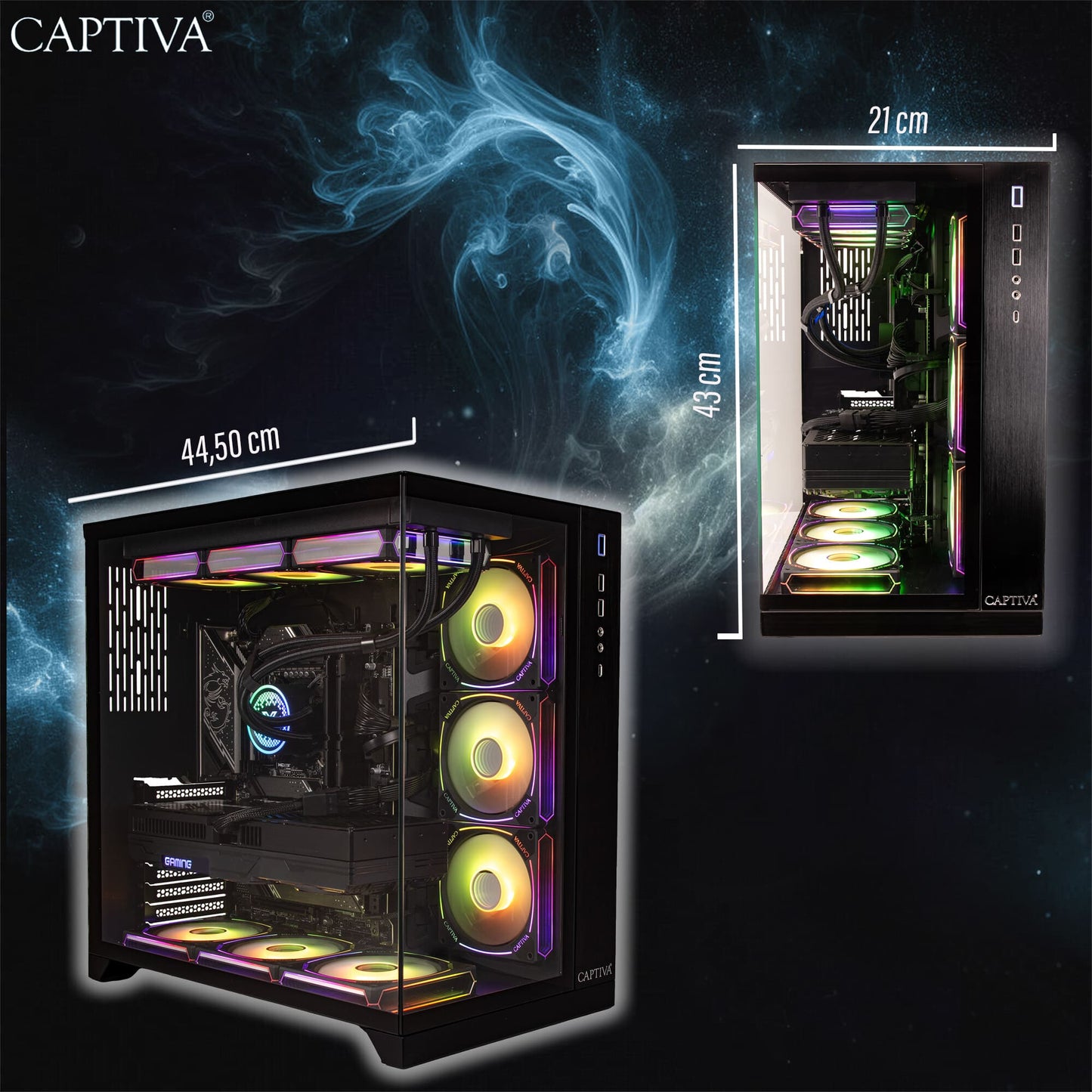 CAPTIVA Highend Gaming I73-925 Intel® Core™ i9 i9-13900KF 64 GB DDR5-SDRAM 2 TB SSD NVIDIA GeForce RTX 4070 Windows 11 Home Skrivbord PC Svart