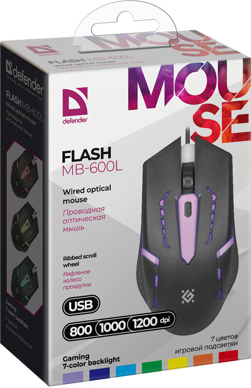 Defender FLASH MB-600L datormöss Spela Ambidextrous USB Type-A Optisk 1200 DPI