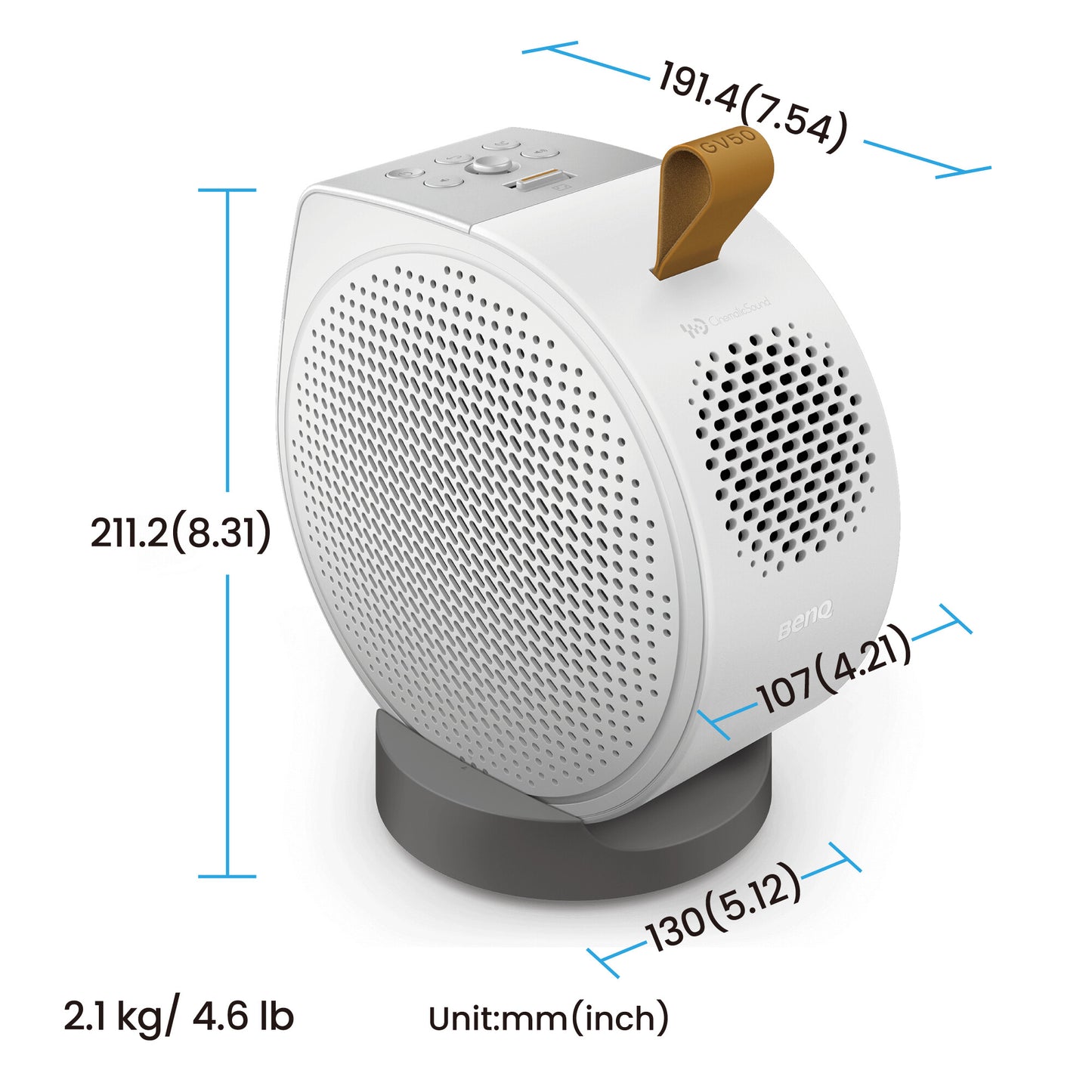 BenQ GV50 Standard throw-projektor 500 ANSI-lumen DLP 1080p (1920x1080) Vit