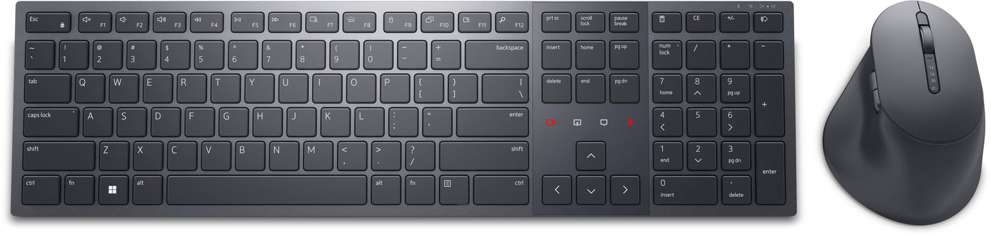 DELL KM900 tangentbord Mus inkluderad Kontor Trådlös RF + Bluetooth QWERTY Nordic grafit 2.4 GHz, Bluetooth 5.1, Pan-Nordic (QWERTY), 128-bit AES, 728 g, Mouse, 8000 DPI, 128.4 g