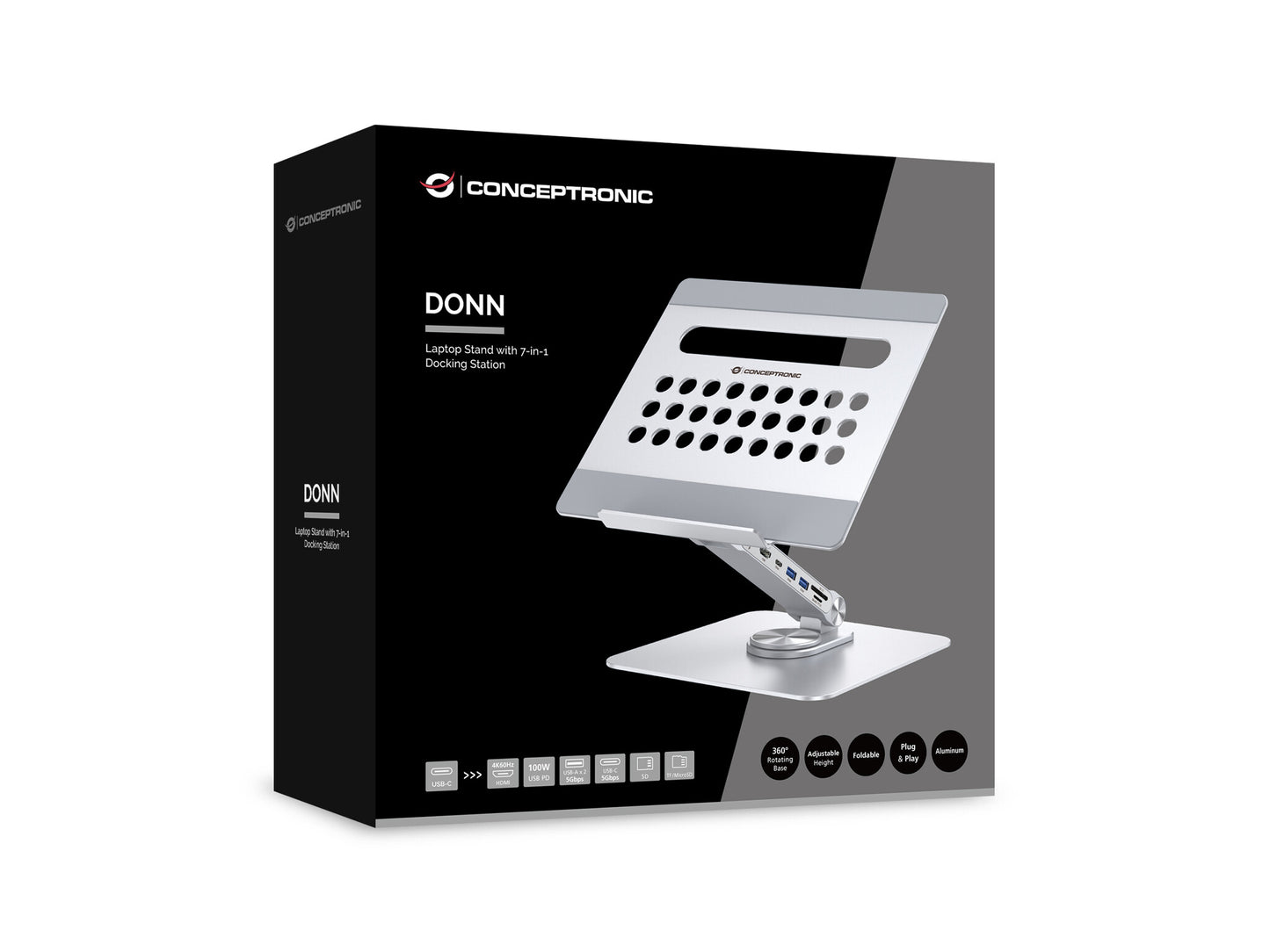 Conceptronic DONN27G Ställ för bärbara datorer Ställ till bärbara datorer Silver
