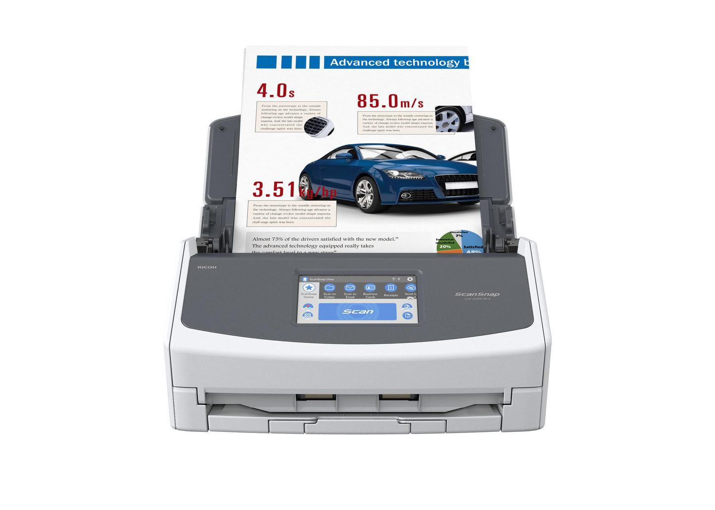 Ricoh ScanSnap iX1600 ADF + scanner med manuell matning 600 x 600 DPI A4 Vit