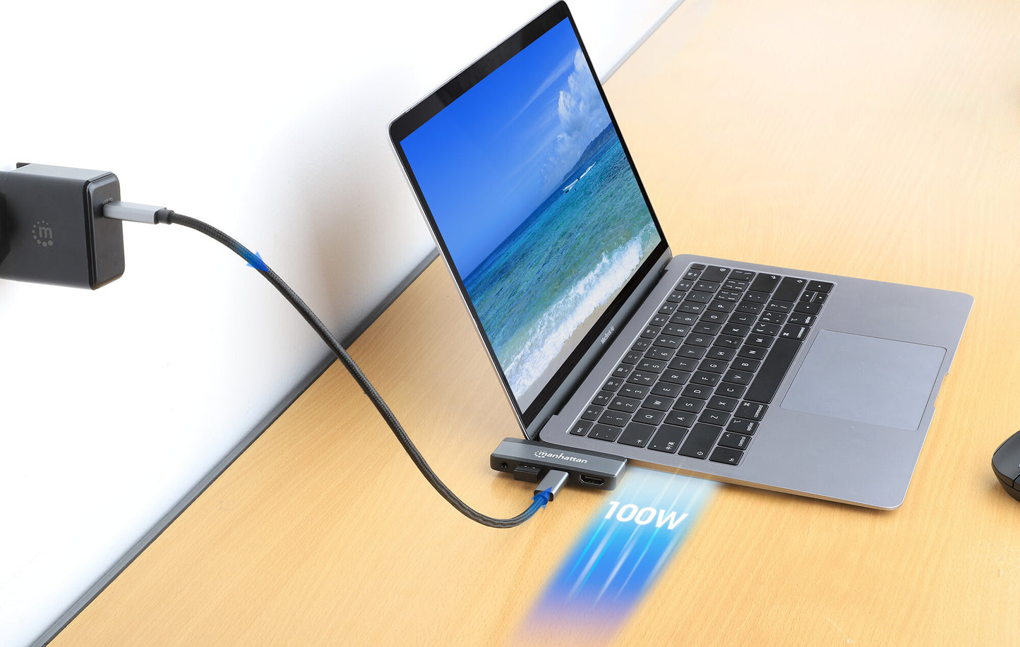 Manhattan 190404 dockningsstationer för bärbara datorer Kabel USB 3.2 Gen 2 (3.1 Gen 2) Type-C Grå