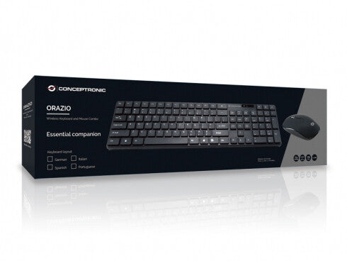 Conceptronic Orazio tangentbord Mus inkluderad Hem RF Trådlös AZERTY Portugisisk Svart