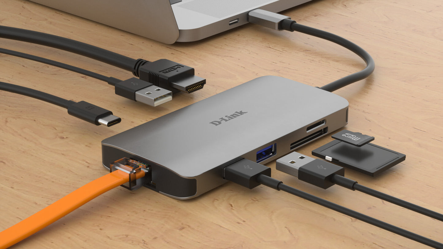 D-Link DUB-M810 dockningsstationer för bärbara datorer Kabel USB 3.2 Gen 1 (3.1 Gen 1) Type-C Gjuten aluminium