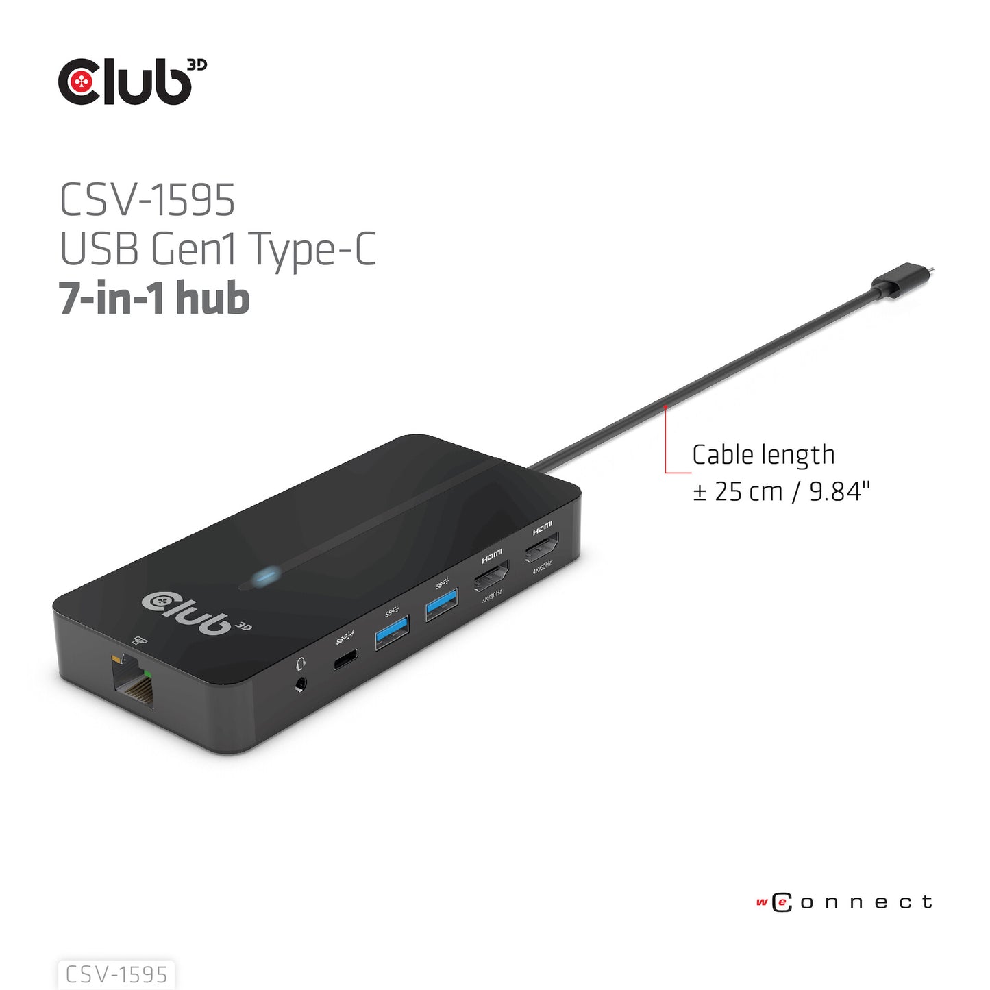 CLUB3D CSV-1595 dockningsstationer för bärbara datorer USB 3.2 Gen 1 (3.1 Gen 1) Type-C Svart