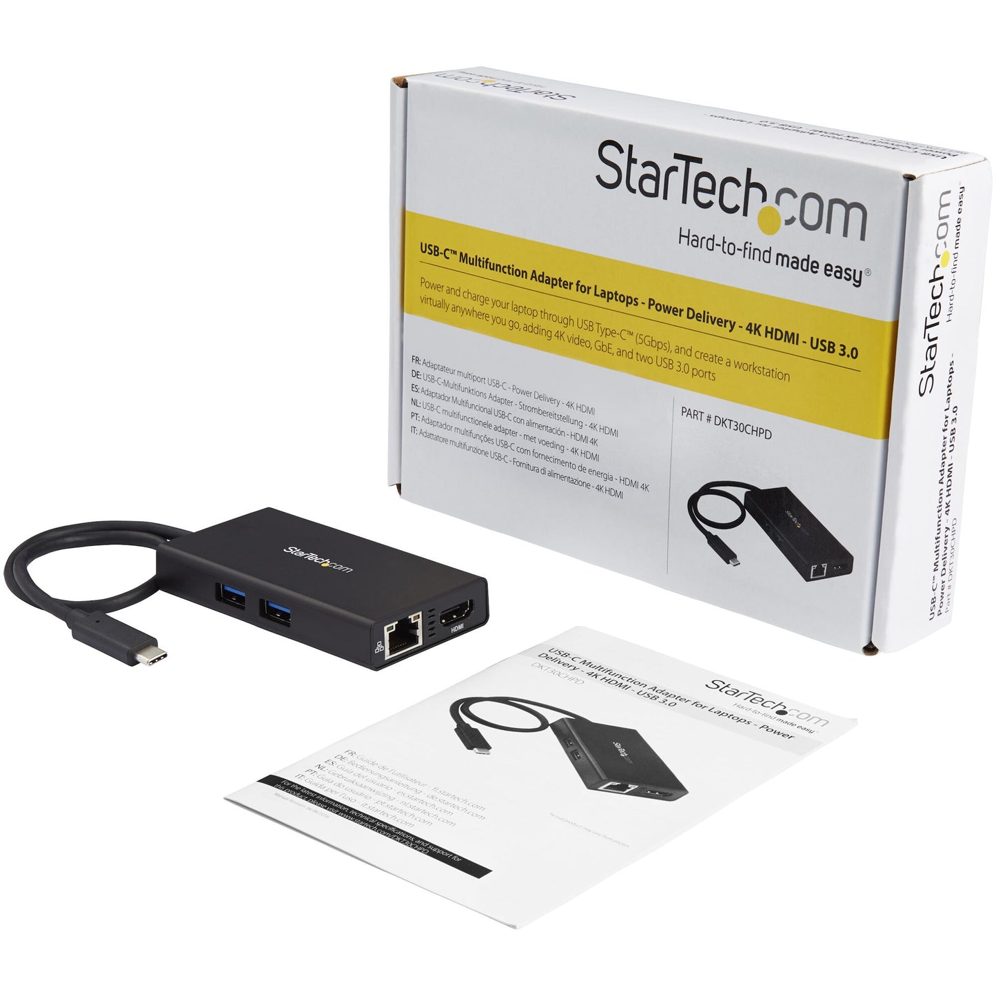 StarTech.com USB-C-multiportadapter med 4K HDMI - 2 USB-A-portar - 60 W PD - Svart
